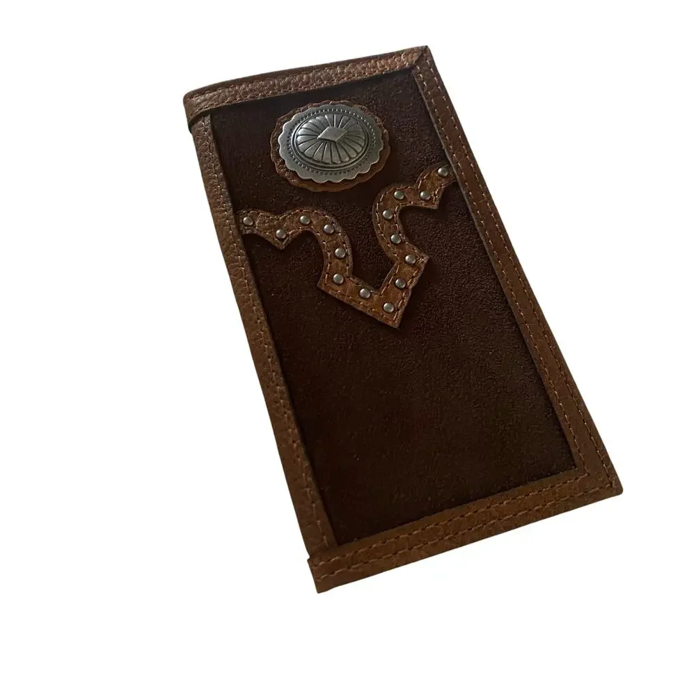 NWT Justin Jr. Rodeo Wallet Genuine Leather And Suede RFID (24010481W3) Studded